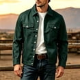 thumbnail image 3 of TKKCS Mens Trucker Jacket Casual Regular Fit Button Down Long Sleeve Outerwear Jackets with Multi Pockets Green M, 3 of 6