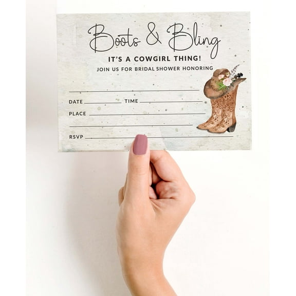 Inkdotpot 30CowgirlFill-In Style Bridal Shower Invitations Wedding Blank Invites
