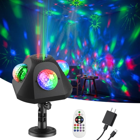 Yinghao Pyramid Disco Party Light 4-in-1 Sound Activated Magic Ball, RGBW Water Wave Effect Stage Strobe Lamp for Home Birthday Party Club Room Decor