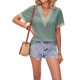 thumbnail image 5 of Lucakuins - Camisetas informales de verano para mujer, manga corta, cuello en V, color de contraste, camisetas holgadas Lucakuins  moda, 5 of 8