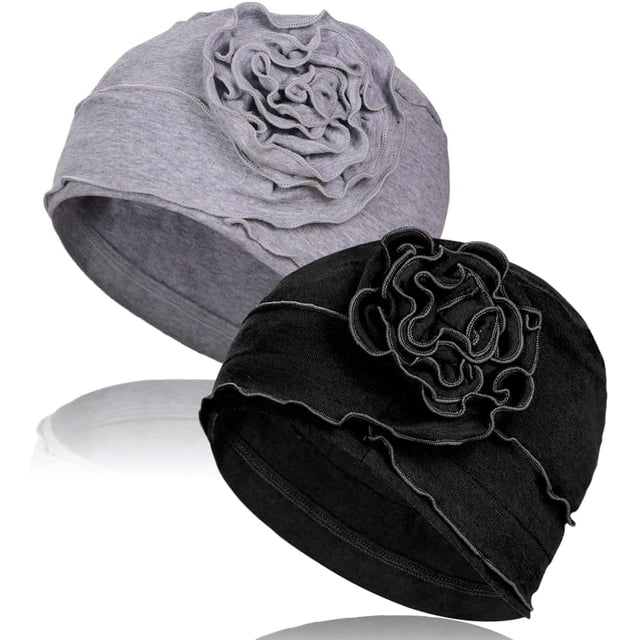 AIPESL 2 Pcs Turban en Coton pour Chimiothérapie, Bonnet Élastique Doux pour Femmes avec Perte de Cheveux