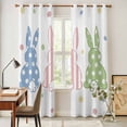 thumbnail image 4 of Easter Rabbit Kitchen Curtains 96 Inch Length, Pink Blue Green Bunny Spring Polka Dots Grommet Top Bedroom Living Room Curtains, Light Filtering Cafe Curtain Drapes 2 Panels Set 104''x96'', 4 of 9