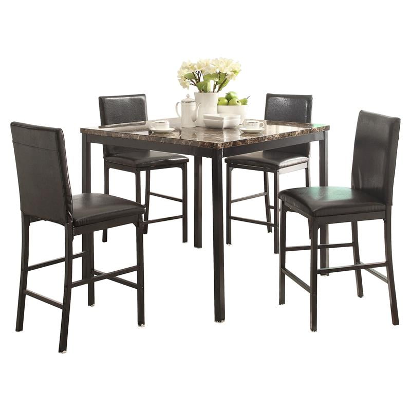 Lexicon Tempe 5Piece Metal Counter Height Dining Set in Black/Brown