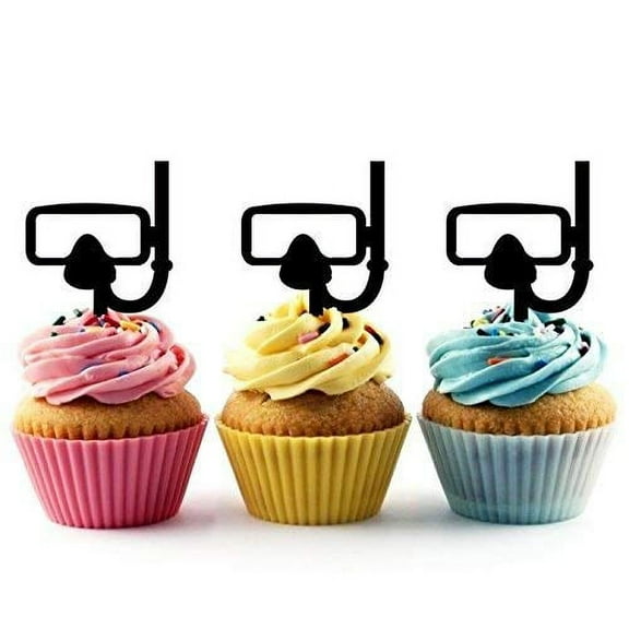 Snorkel Silhouette Acrylic Cupcake Toppers 12 pcs