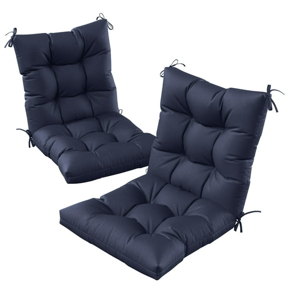 Kimunuk Outdoor Chair Cushions Set of 2, 42 x 21 x 5 in Non Slip Porch Swing Cushion Seat Back Cushions with Ties for Indoor Patio Rocking Chair, Navy Blue