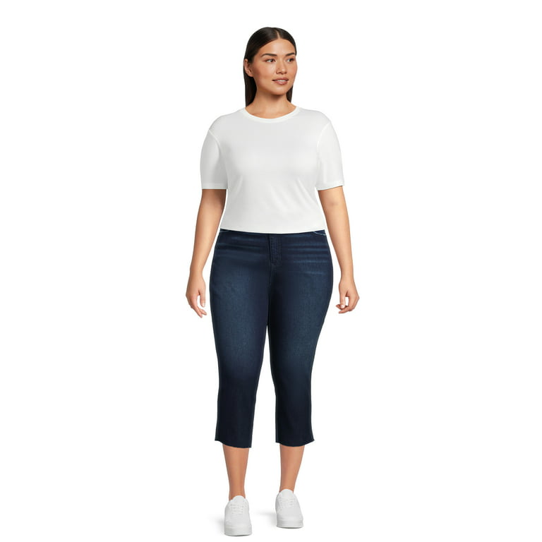 Terra & Sky Women's Plus Size High Rise Skinny Capri Jeans