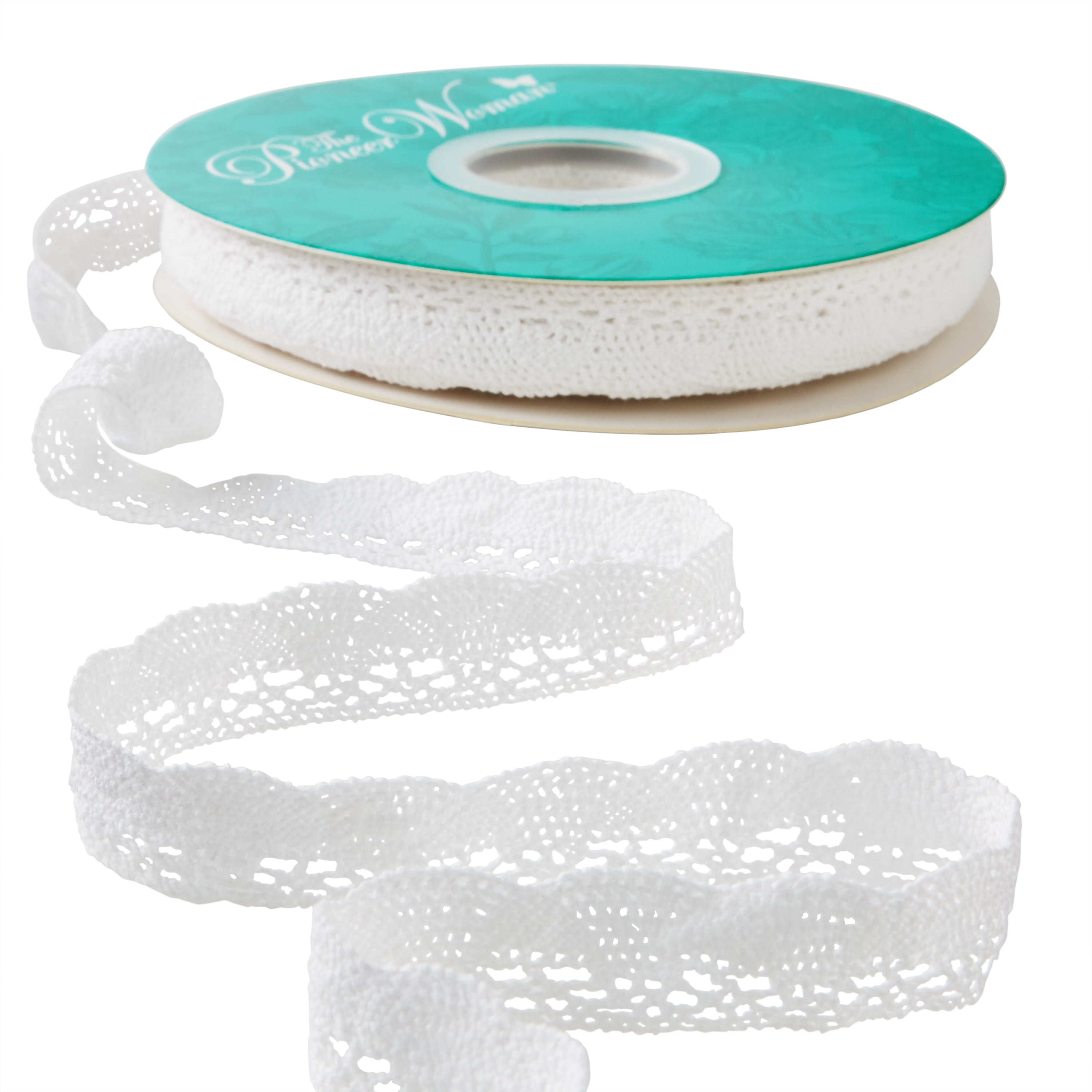 The Pioneer Woman White Crochet Lace Scalloped Edge Trim Ribbon, 7