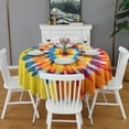 thumbnail image 2 of Colorful Rainbow Tie Dye Spiral Pattern Round Tablecloth 60"x60",Wrinkle Wipeable Table Cloth for Kitchen Dining Room Picnic Patio Party, 2 of 6