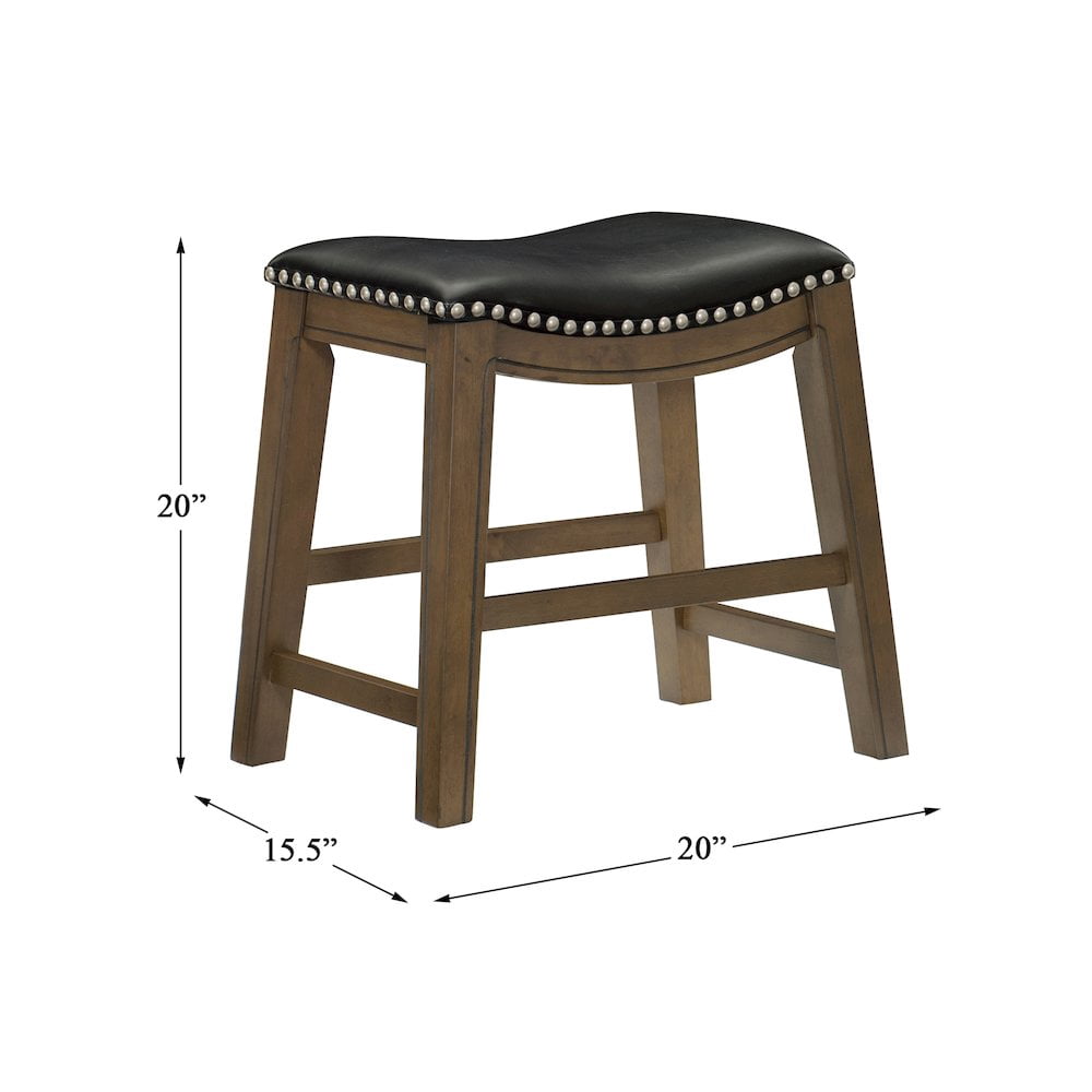 Homelegance 18" Dining Height Wooden Bar Stool Saddle Seat Barstool, Black Brown