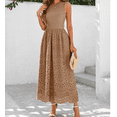 thumbnail image 3 of Women Summer Dresses Casual Sleeveless Crewneck A-Line Boho Lace Eyelet Cotton Tank Maxi Dress with Pockets, 3 of 6