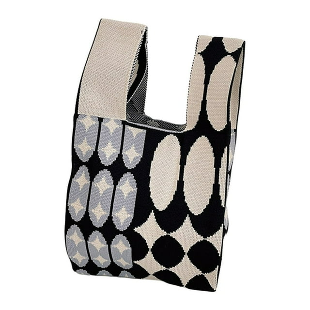 AMERTEER Sac à Main pour Femmes Grande Capacité Sac de Rangement Élégant pour Femmes Sac à Main en Tricot Rayé Élégant avec Grand Dragonne Rangement Spacieux