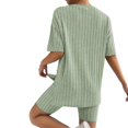 thumbnail image 6 of Pajamas for Women Set 2 Piece Ribbed Knit Matching Outfits T Shirt Biker Shorts Sleepwear Sweatsuits Womens Pajama, 6 of 7
