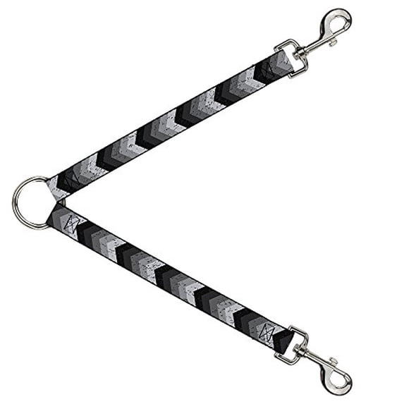 Buckle-Down Leash Splitter - Chevron Weathered Black Grays - 1" Wide - 30" Length