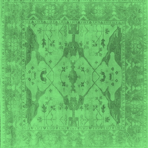 Ahgly Company Indoor Square Oriental Emerald Green Industrial Area Rugs, 8' Square
