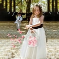thumbnail image 5 of Gasi White Satin Bowknot Rose Flower Girl Basket - Wedding Ceremony Party, 5 of 7