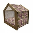 thumbnail image 2 of Modern Pet House, Paris Landmark Eiffel Tower Leaves with Maroon Color Backdrop, Outdoor & Indoor Portable Dog Kennel with Pillow and Cover, 5 Sizes, Pale Green Purple, by Ambesonne, 2 of 5