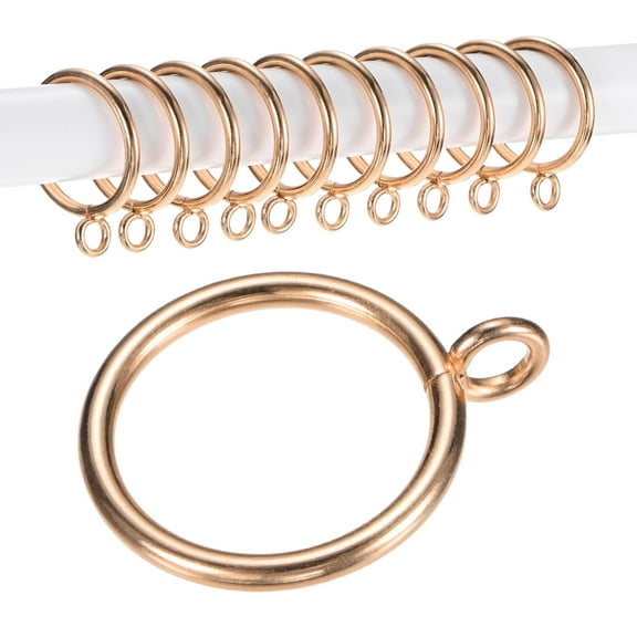 Uxcell 10-Pack Curtain Ring with Eyelet 1.25 Inch ID Fits Up to 1 Inch Curtain Rod Gold Metal Drapery Rings