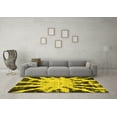 thumbnail image 3 of Ahgly Company Machine Washable Indoor Square Abstract Yellow Modern Area Rugs, 5' Square, 3 of 4