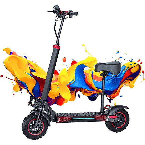 1200W Electric Scooter Adults With Seat,Adults Electric Scooter 11" Off-Road Escooter 34MPH Speed, 31Miles Long Range Fast Electric Scooter for Adults,48V 18Ah Foldable City Commuting E-Scooter