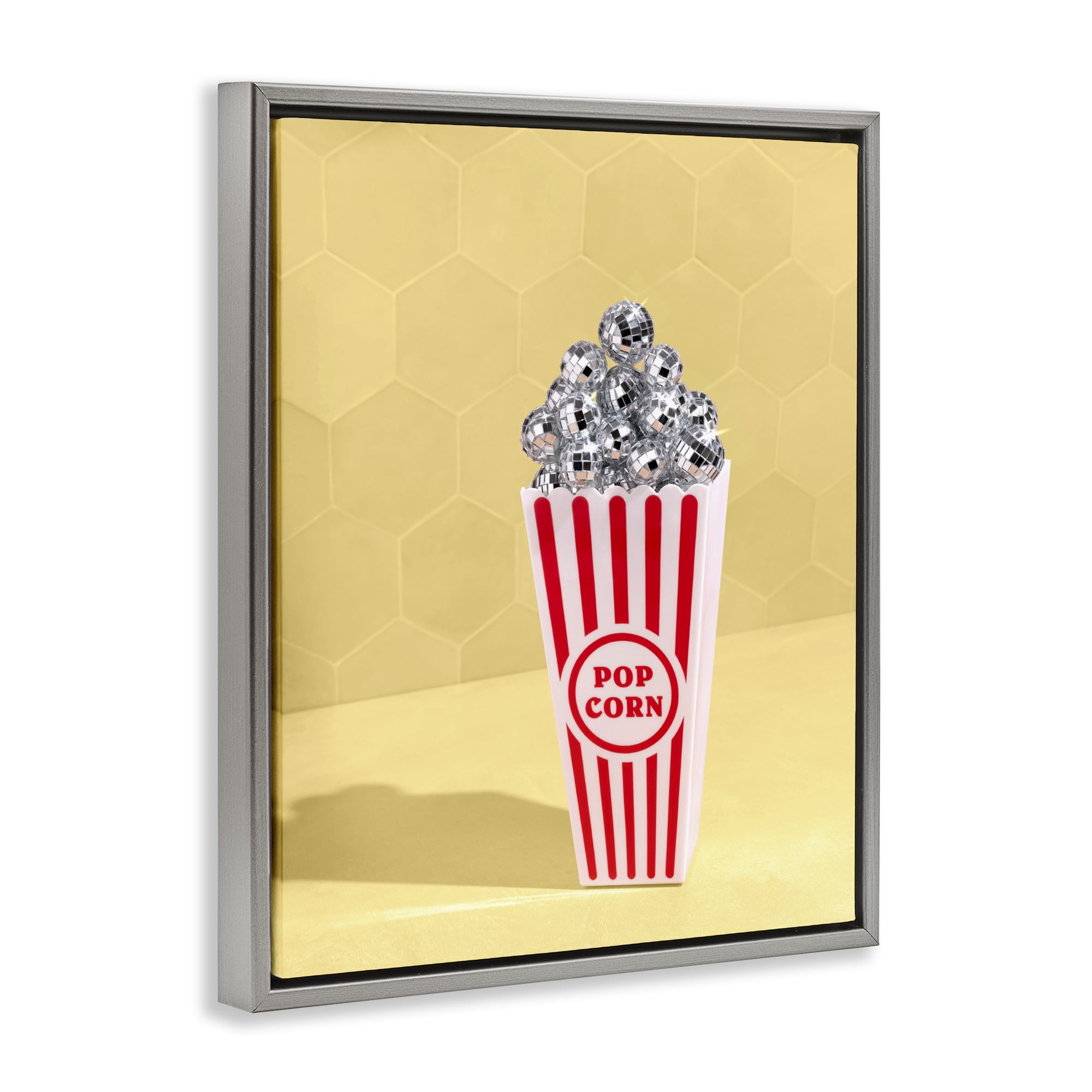 Stupell Industries Disco Filled Popcorn Gray Framed Floater Canvas Wall Art, design by LISH Creative