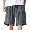 thumbnail image 1 of jsaierl Men's Summer Sports Five-point Shorts Breathable Loose Solid Color Pants Elastic Waist Drawstring Casual Shorts, 1 of 2