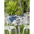 thumbnail image 4 of Round Outdoor Tablecloth With Umbrella Hole And Zipper– Gray Leaves Print Waterproof Patio Table Cover for Party, Picnic, Backyard, 60" Dia. , Eucalyptus Leaves, 4 of 8