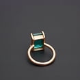 thumbnail image 2 of Rectangular Green Emerald Ring, Solid Pure Copper Jewelry, Minimalist Statement Ring for Women, 2 of 2