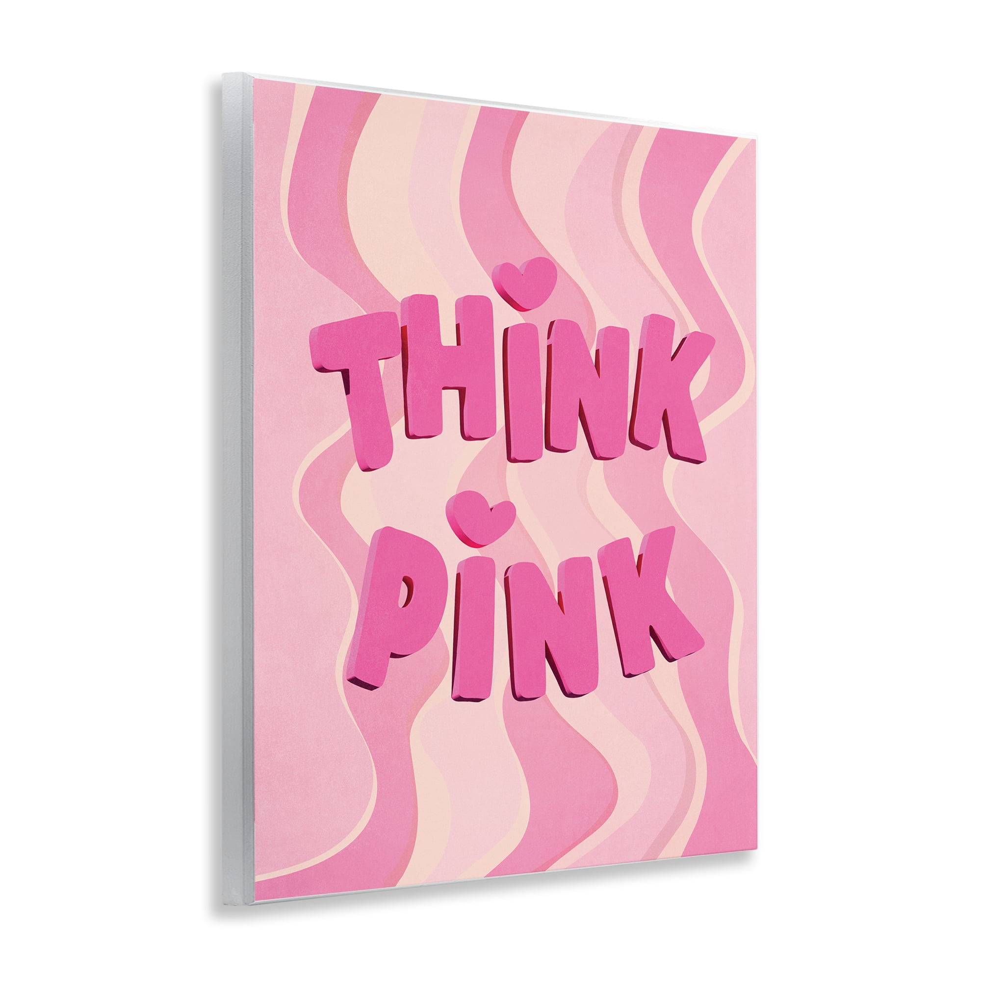 Stupell Industries Think Pink Wavy Pattern Text & Numbers Painting Unframed Art Print Wall Art, 11 x 14