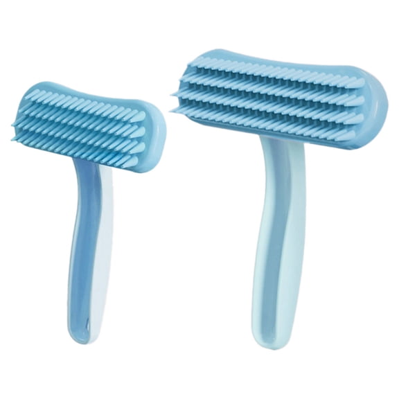BPPEG 2Pcs Pet Grooming Brush, Soft Silicone Teeth Dog & Cat Hair Remover, Gentle Massage Comb for Rabbits, Blue