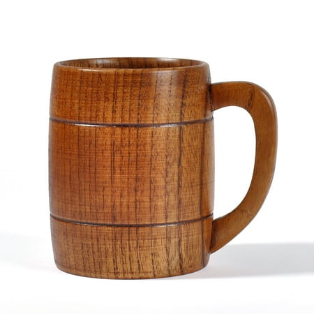 

TONKBEEY Wooden Coffee Mugs Top Grade Natural Handmade Fashion Brown Wood Cup with Handle