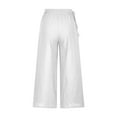 thumbnail image 5 of GERsome Women's Cotton Linen Palazzo Pants Drawstring Waist Wide Leg Loose Trousers with Pockets, 5 of 6