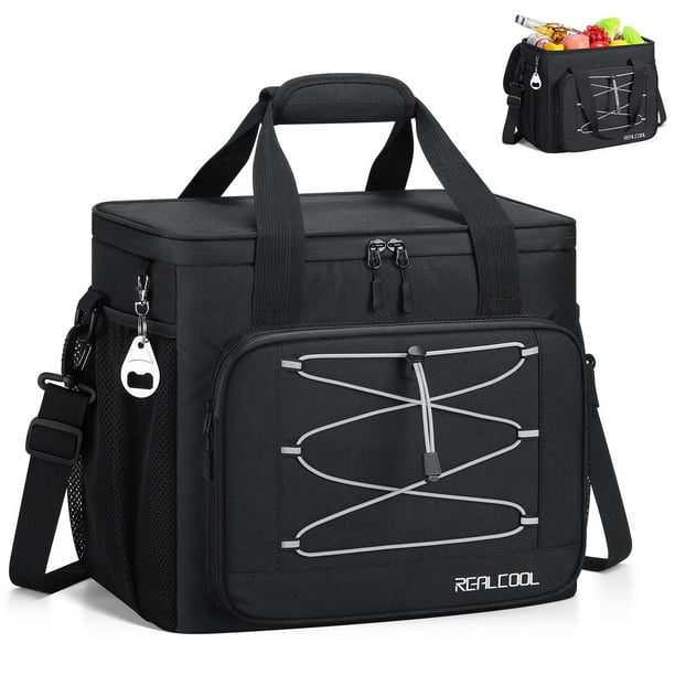 RealCool Bolsa refrigeradora suave 35/45 latas, refrigerador plegable aislado a prueba de fugas, lonchera grande para hombres y mujeres, refrigerador de lados suaves para picnic, comestibles, playa, c