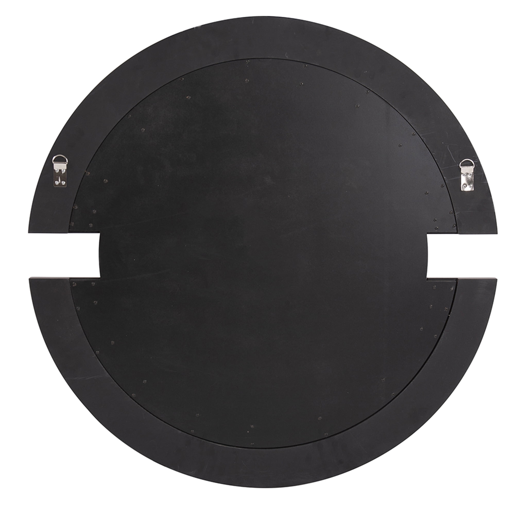 Tyler Dillon Round Warm Silver Wall Mirror with Partial Brown Wood Frame - 38"