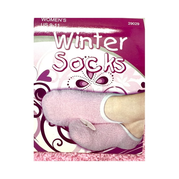 2pk Woman Pink Fuzzy Slipper Socks (Size 9-11) - Winter Comfi Socks