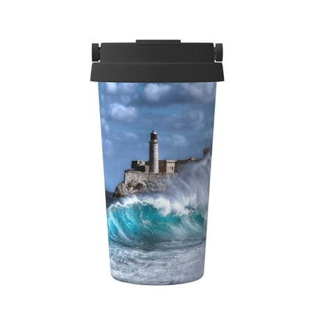 

KLL Lighthouse in Havana Pattern Stainless Steel Vacuum Insulated Tumbler - Carry Insulated Coffee Mug - Reusable Insulated Cold Brew Iced Coffee Cup Thermos