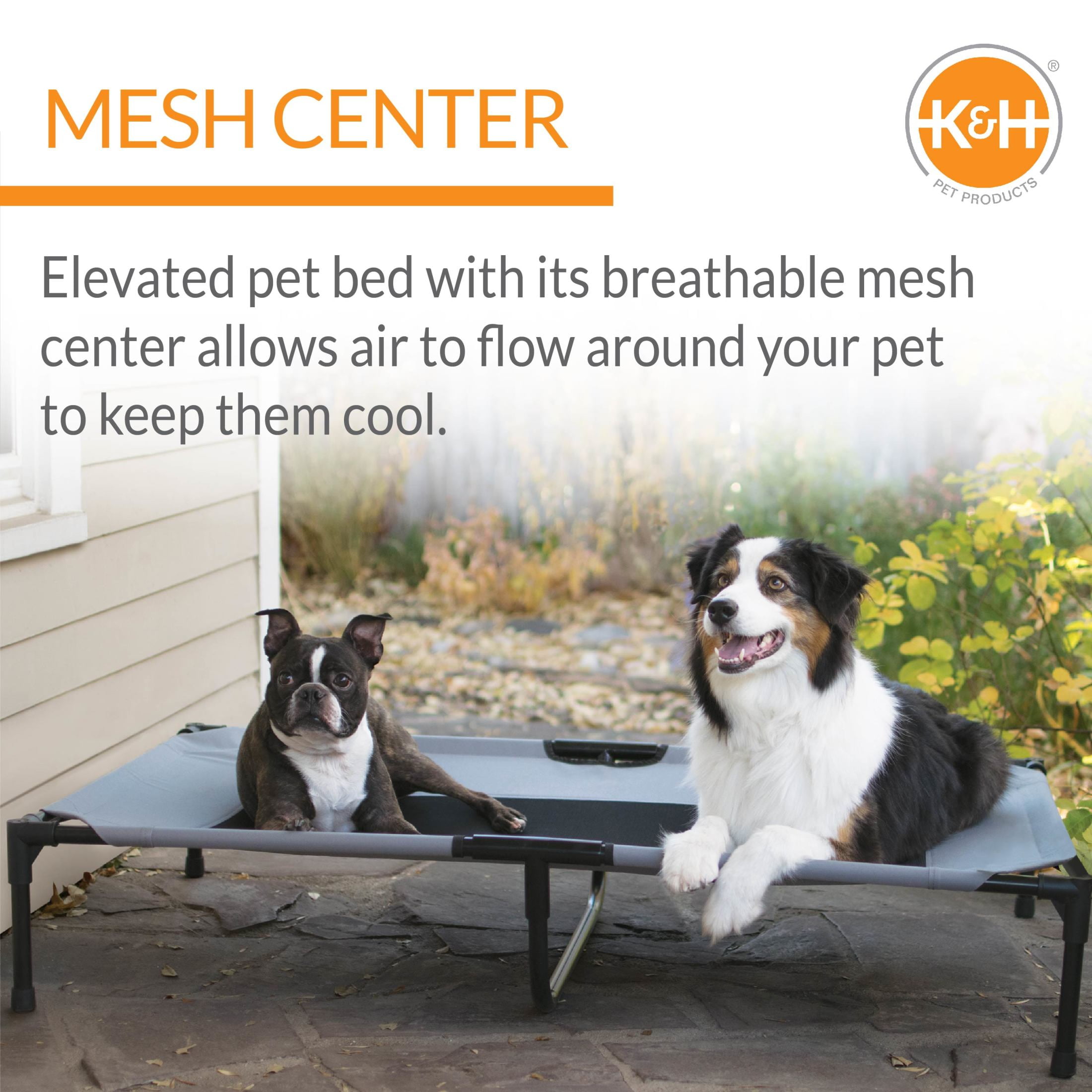 K&H Pet Products Original Pet Cot Elevated Dog Bed Gray/Black Mesh X-Large 50 X 32 X 9 Inches