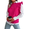 thumbnail image 3 of Liacowi Women Juniors Sweater Vest Autumn Winter Casual Pullovers Outwear Ruffles Sleeveless Slim Knitwear Tops, 3 of 7