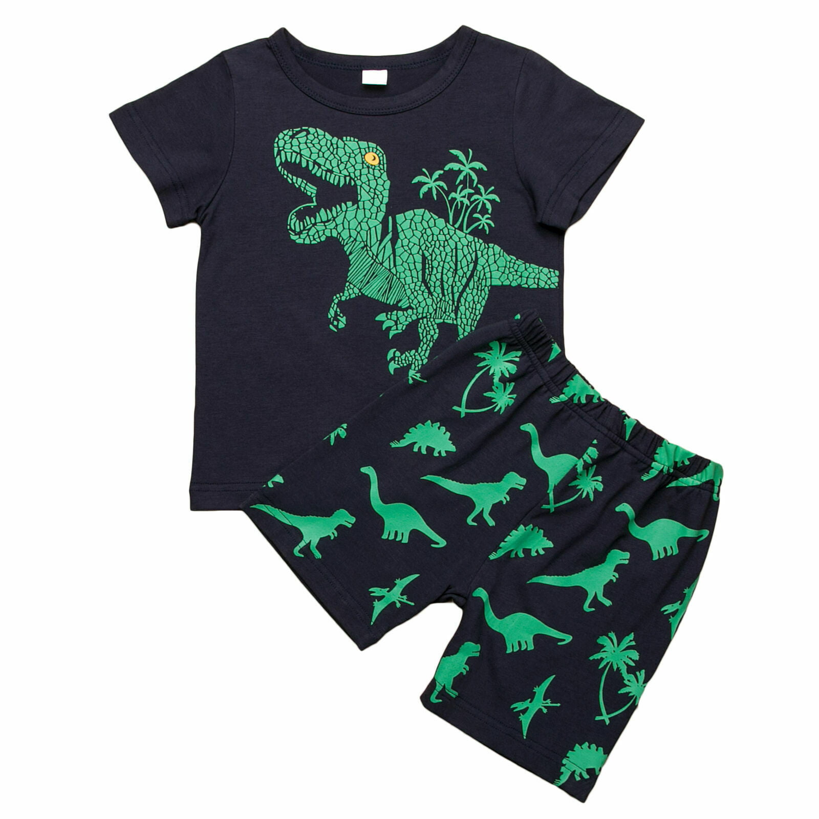 2PCS Kids Baby Boys Dinosaur Clothes Tops T Shirt Tee Pants Tracksuit Outfit Set 