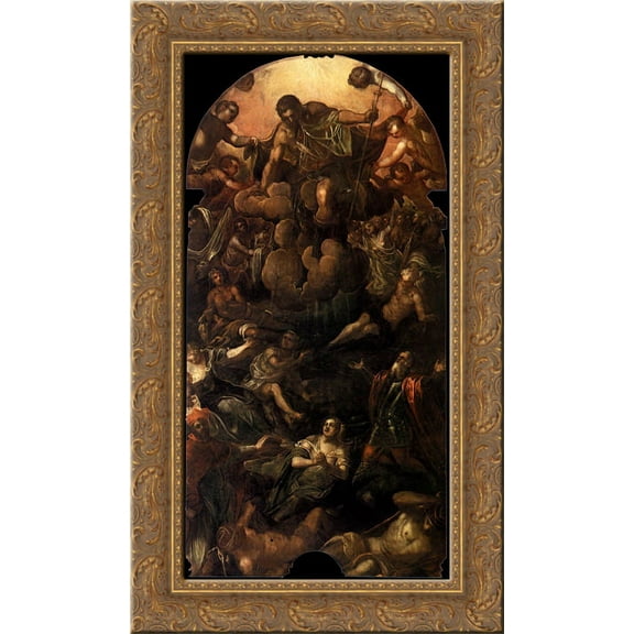 The Apparition of St Roch 24x14 Gold Ornate Wood Framed Canvas Art by Tintoretto