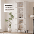 thumbnail image 3 of RichYa 71"H Tall Bookcase with Glass Door,2 Doors Display Bookshelf with Metal Legs,5 Tier Storage Cabinets for Living Room,Home Office,White(A), 3 of 11