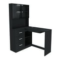 thumbnail image 5 of Computer Desk with Glass Cabinets & Built-In LED Lights, Corner L-Shaped Office Desk with USB Charging Ports, Keyboard Tray, Ergonomic Design for Home(Black), 5 of 9