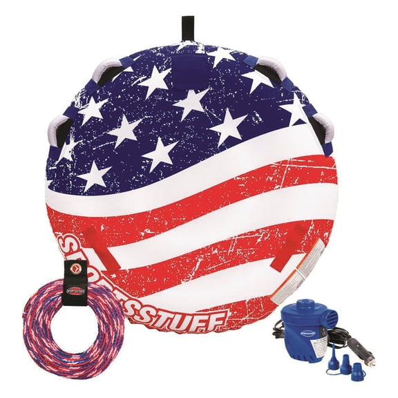 Sportsstuff Stars & Stripes 2-Rider Towable Tube Kit with Pump and Tow Rope Included