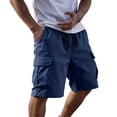 thumbnail image 3 of VV AVEORS Mens Cargo Shorts Elastic Waist Drawstring Casual Work Shorts Summer Hiking Outdoor Shorts With Multi Pockets Navy L, 3 of 8