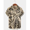 thumbnail image 3 of Camisa de hombre con estampado gráfico de tiburón sirena, ancla, cuello vuelto, manga corta, botones, ropa de calle, ropa de moda, 3 of 4