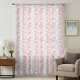 thumbnail image 3 of Pink Gray Botanical Sheer Curtains 63 Inch Length, Light Filtering Voile Curtain Panel, Pastoral Spring Summer Leaf Aesthetics Rod Pocket Drapes Window Treatments for Living Room Bedroom 52"x63", 3 of 9