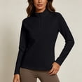 thumbnail image 4 of Bzdzmqm Womens Half Zip Running Shirts Long Sleeve Athletic Workout Tops Stand Collar Slim Fit Stretch Yoga Gym Activewear Casual Fall Winter Daily Wear Travel, Black M, 4 of 9
