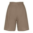 thumbnail image 4 of BLVB Summer Cotton Linen Shorts for Women Casual Baggy Bermuda Shorts Elastic High Waist Lounge Beach Vacation Shorts with Pockets, 4 of 6