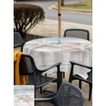 thumbnail image 5 of Outdoor Tablecloth with Umbrella Hole for Patio/Picnic/Party/Camping, Coastal Beach Waterproof Table Cloth Square Cover Washable, Summer Nautical Starfish Shell Wooden Gray Blue (54"x 54"), 5 of 9