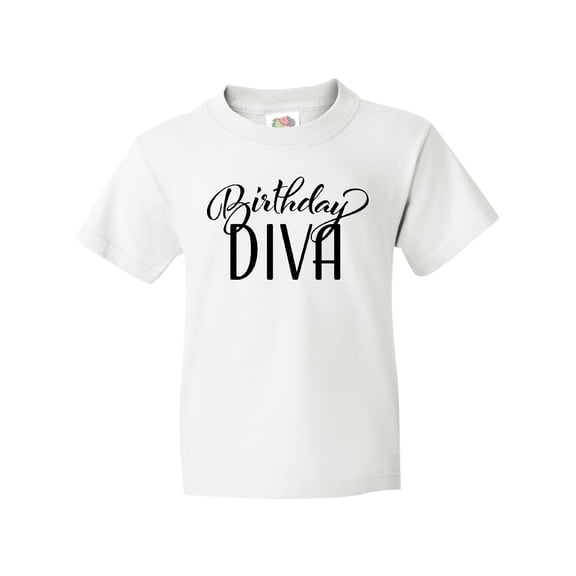 Inktastic Birthday Diva in Black Youth T-Shirt