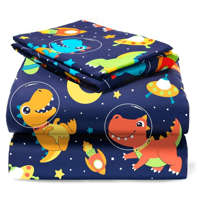 Juego de sábanas dobles Joiedomi Space Dinosaur de microfibra, 3 piezas